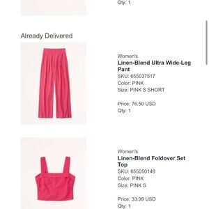 Abercrombie & Fitch Pink Wide-Leg Pants and Foldover Top Set